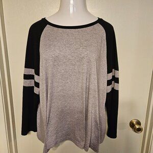 SHEIN LUNE Plus Colorblock Raglan Sleeve Striped Print Tee  
